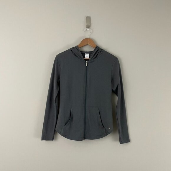 Buffbunny Spice Full Zip Hooded Mesh Jacket in Gray Size Large - Picture 1 of 7